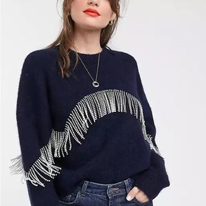 & Other Stories Rhinestone Fringe Sweater